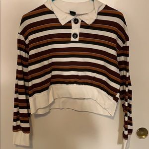 button and striped long sleeve top worn once